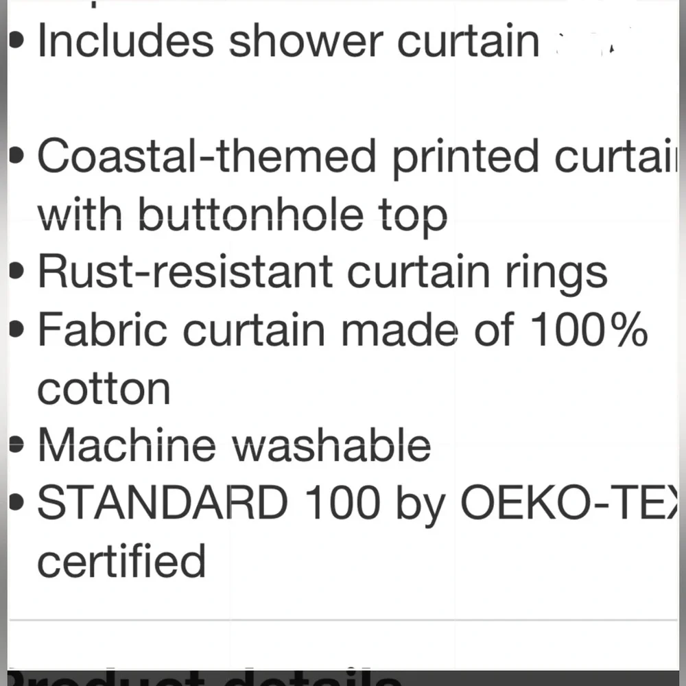 THRESHOLD NWT coastal abstract shower curtain -red/cream